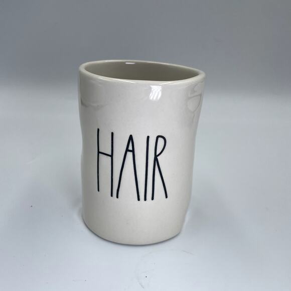 Rae Dunn Bathroom Vanity Cosmetic Brush Hair Ceramic Cup Glass - Picture 1 of 4